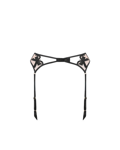 Belle Sheer Bow Suspender Black