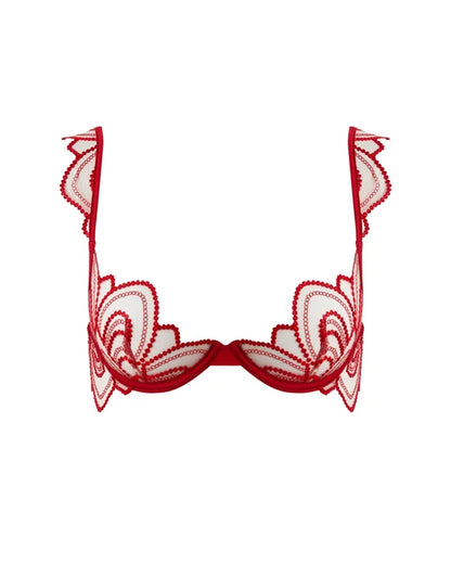 Soraya Sheer Embroidered Bra Savvy Red