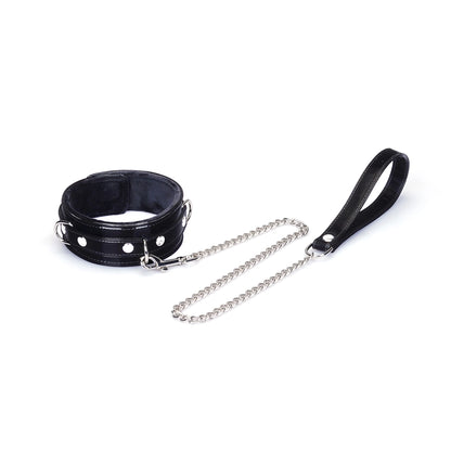 Plush Black Metallic Vegan Collar and Leash