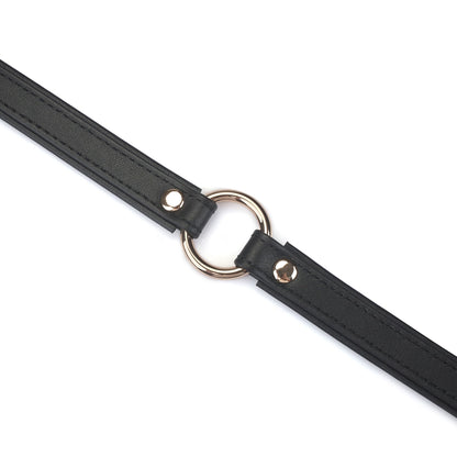 Heron Leather Mini O Ring Collar - Gold Hardware Black