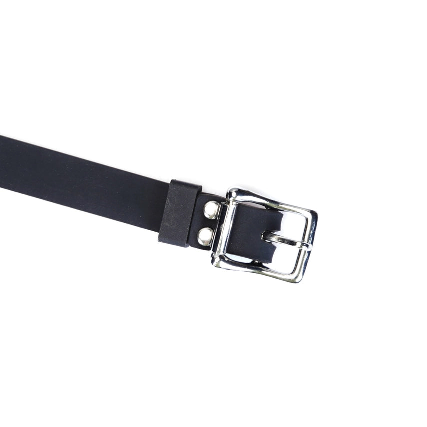 Leather and Silicone O Ring Gag - Silver Hardware
