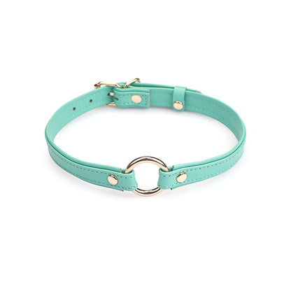 Heron Leather Mini O Ring Collar - Gold Hardware Aqua