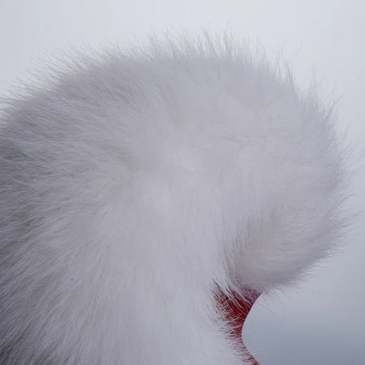 White Remote-control Swinging & Vibrating Faux Fur Tail Plug