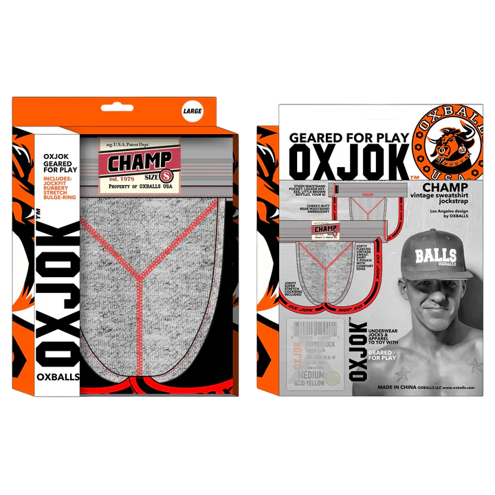 CHAMP, vintage sweatshirt jockstrap, GRAY HEATHER, SMALL