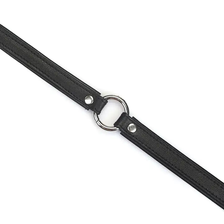 Heron Leather Mini O Ring Collar - Silver Hardware Black