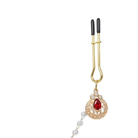 Baroque Pearl Chain Tweezer Nipple Clamps