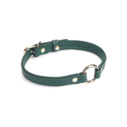 Heron Leather Mini O Ring Collar - Gold Hardware Evergreen