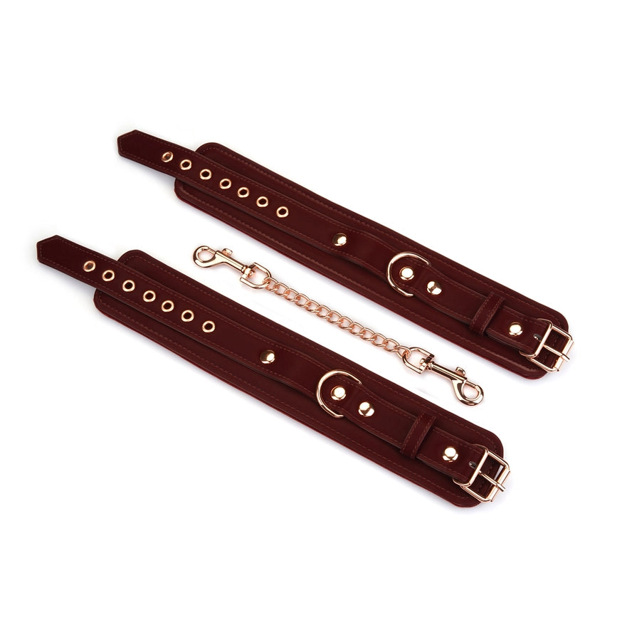 Plush Velour Metallic Burgundy Ankle Cuffs