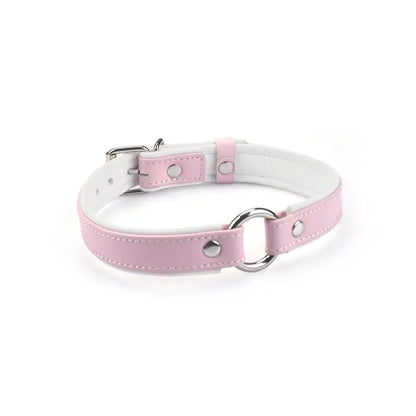 Heron Leather Mini O Ring Collar - Silver Hardware Fairy Pink