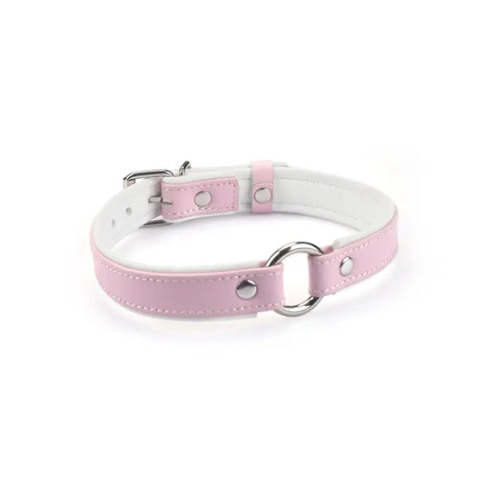 Heron Leather Mini O Ring Collar - Silver Hardware Fairy Pink