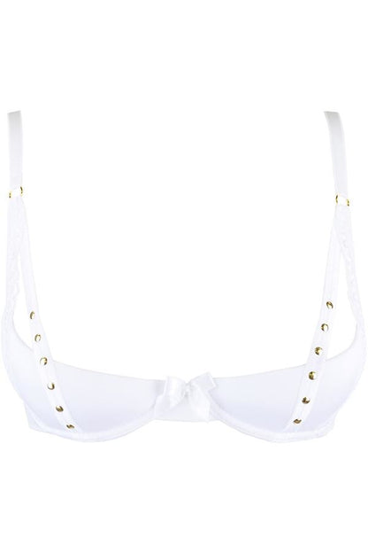 Studded Quarter Cup Bra White