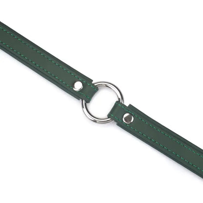 Heron Leather Mini O Ring Collar - Silver Hardware Evergreen