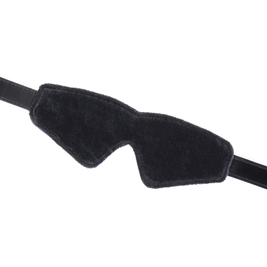 Plush Velour Metallic Black Blindfold