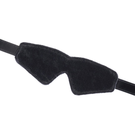 Plush Velour Metallic Black Blindfold