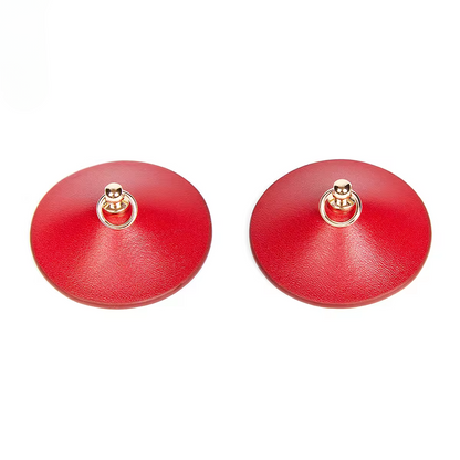 Red Leather Pasties with Gold Ring