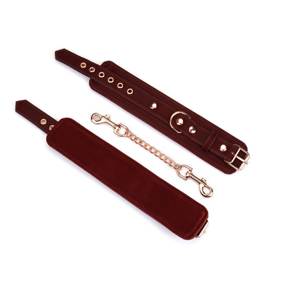 Plush Velour Metallic Burgundy Wrist Cuffs