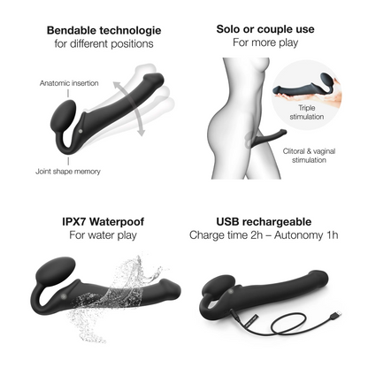 Vibrating Bendable Strap-On Large