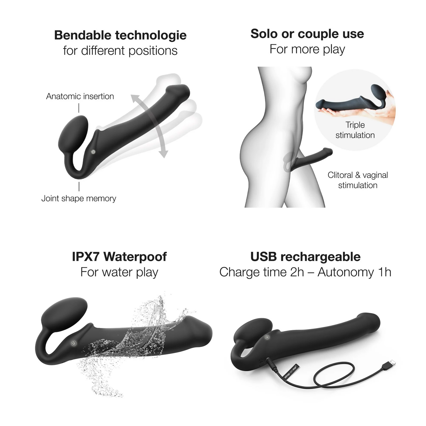 Vibrating Bendable Strap-On Extra Large
