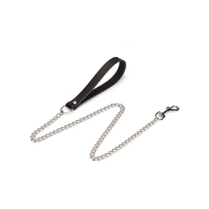 Black Leather Chain Leash