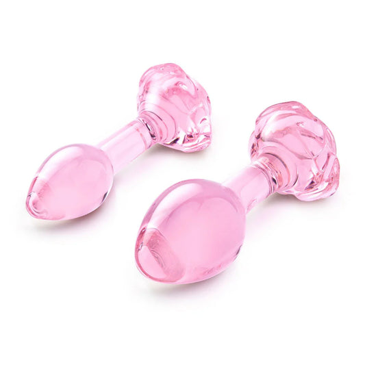 Pink Roses Glass Plug Set