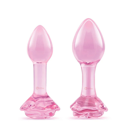 Pink Roses Glass Plug Set