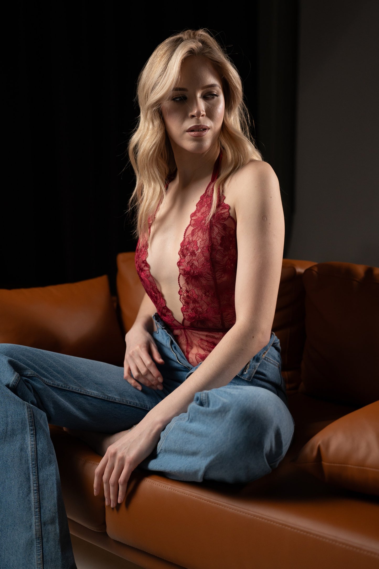Crimson Whisper Halter Teddy