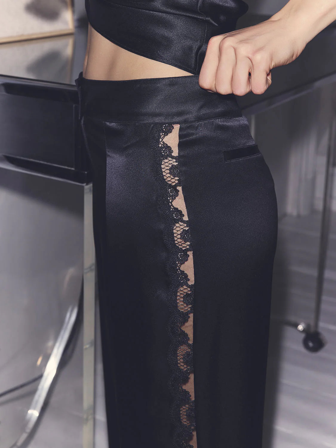 Love Me Silk Trousers Black