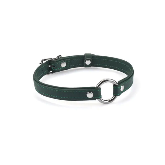 Heron Leather Mini O Ring Collar - Silver Hardware Evergreen