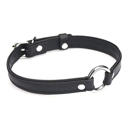 Heron Leather Mini O Ring Collar - Silver Hardware Black