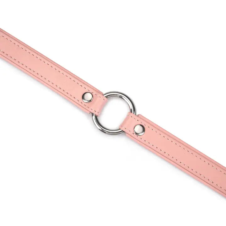 Heron Leather Mini O Ring Collar - Silver Hardware Pink