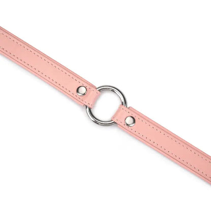 Heron Leather Mini O Ring Collar - Silver Hardware Pink