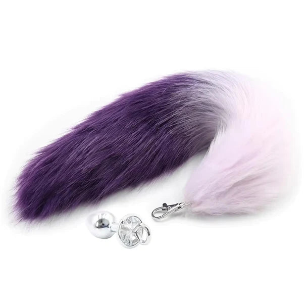 Faux Fox Tail with Detachable Plug Purple