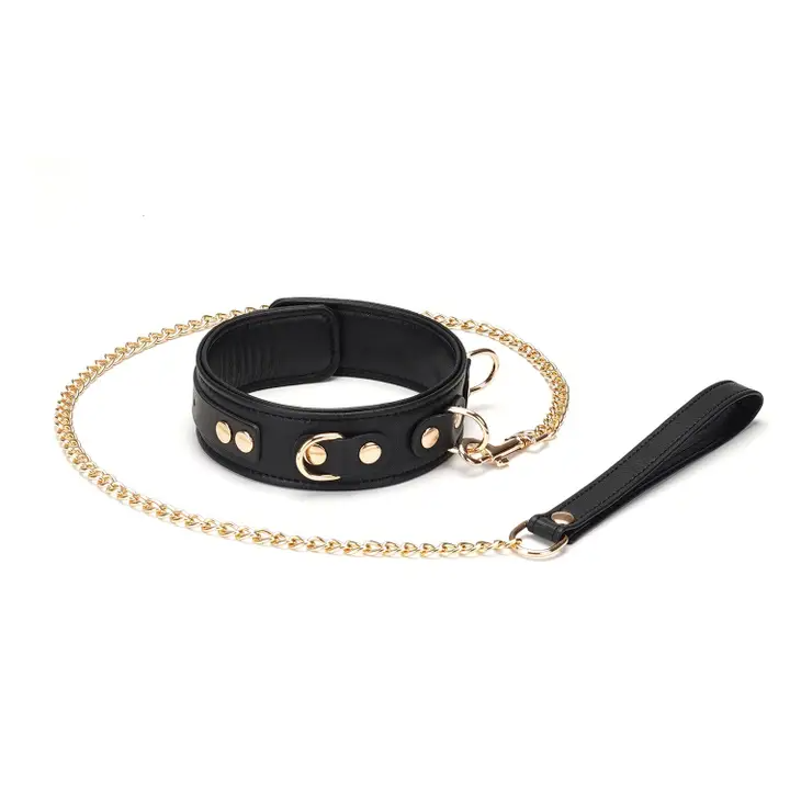 Dark Secret Leather Collar With Leash