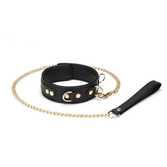 Dark Secret Leather Collar With Leash