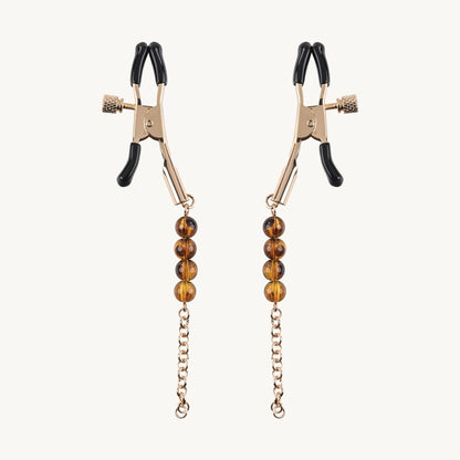 Amber Beaded Nipple Clamps