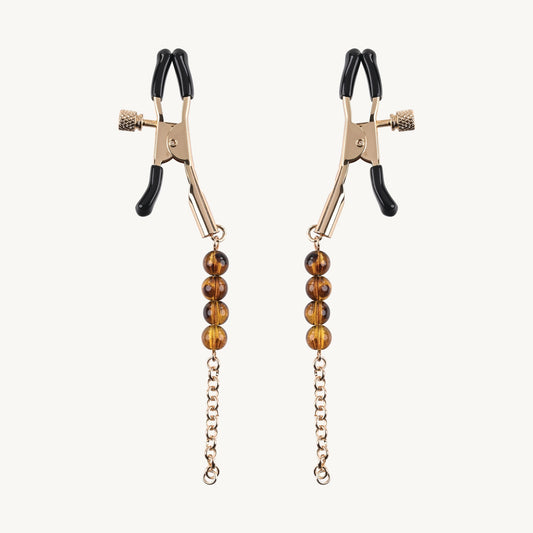 Amber Beaded Nipple Clamps