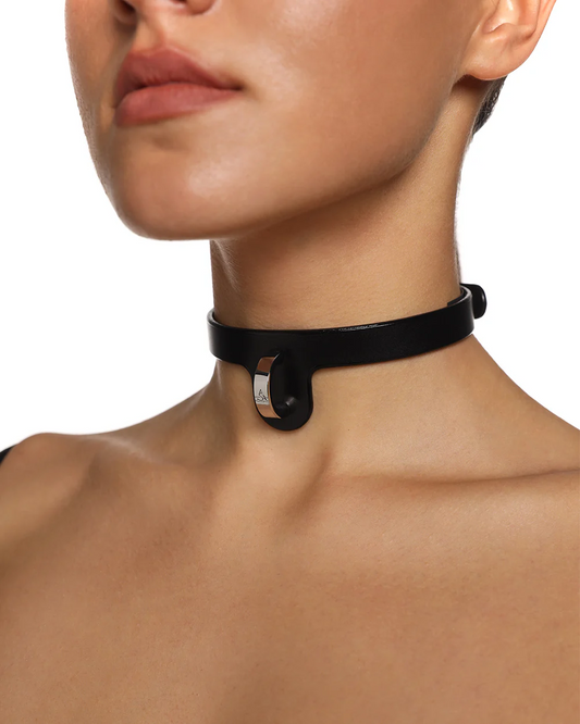 Embla 2.0 Leather Collar Black & Silver