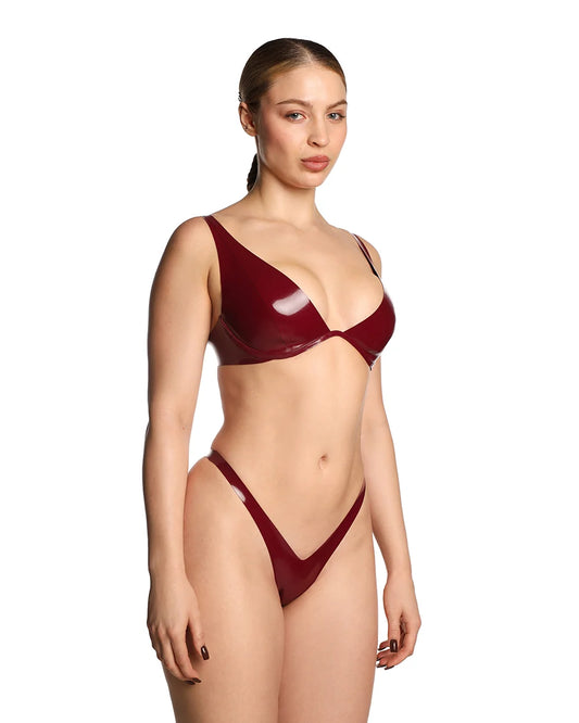 Tansy Latex Bra Burgundy