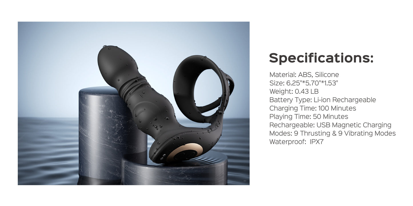 Cyrus Thrusting Prostate Massager with Cock Ring