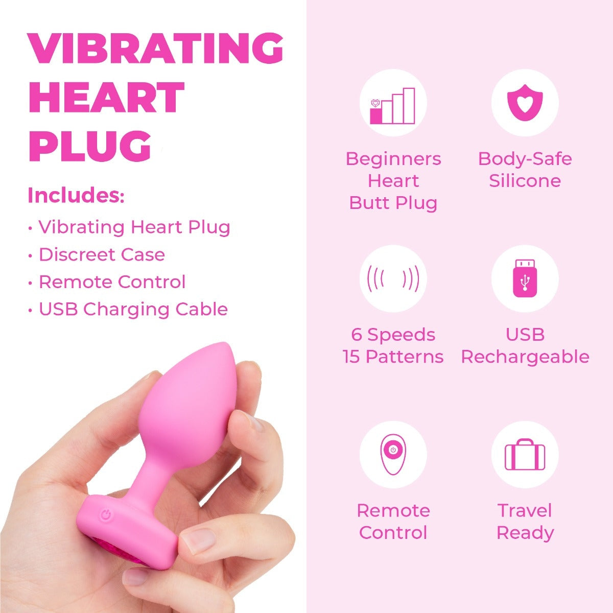 Vibrating Jeweled Heart Plug with Remote