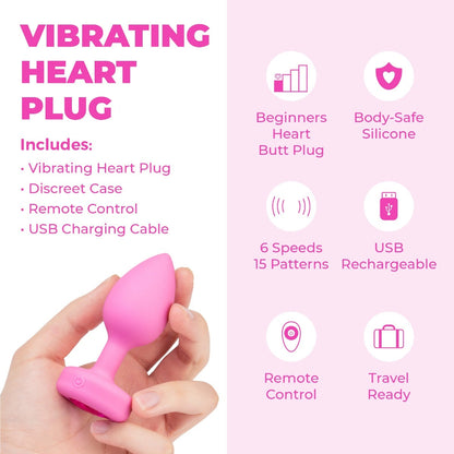 Vibrating Jeweled Heart Plug with Remote
