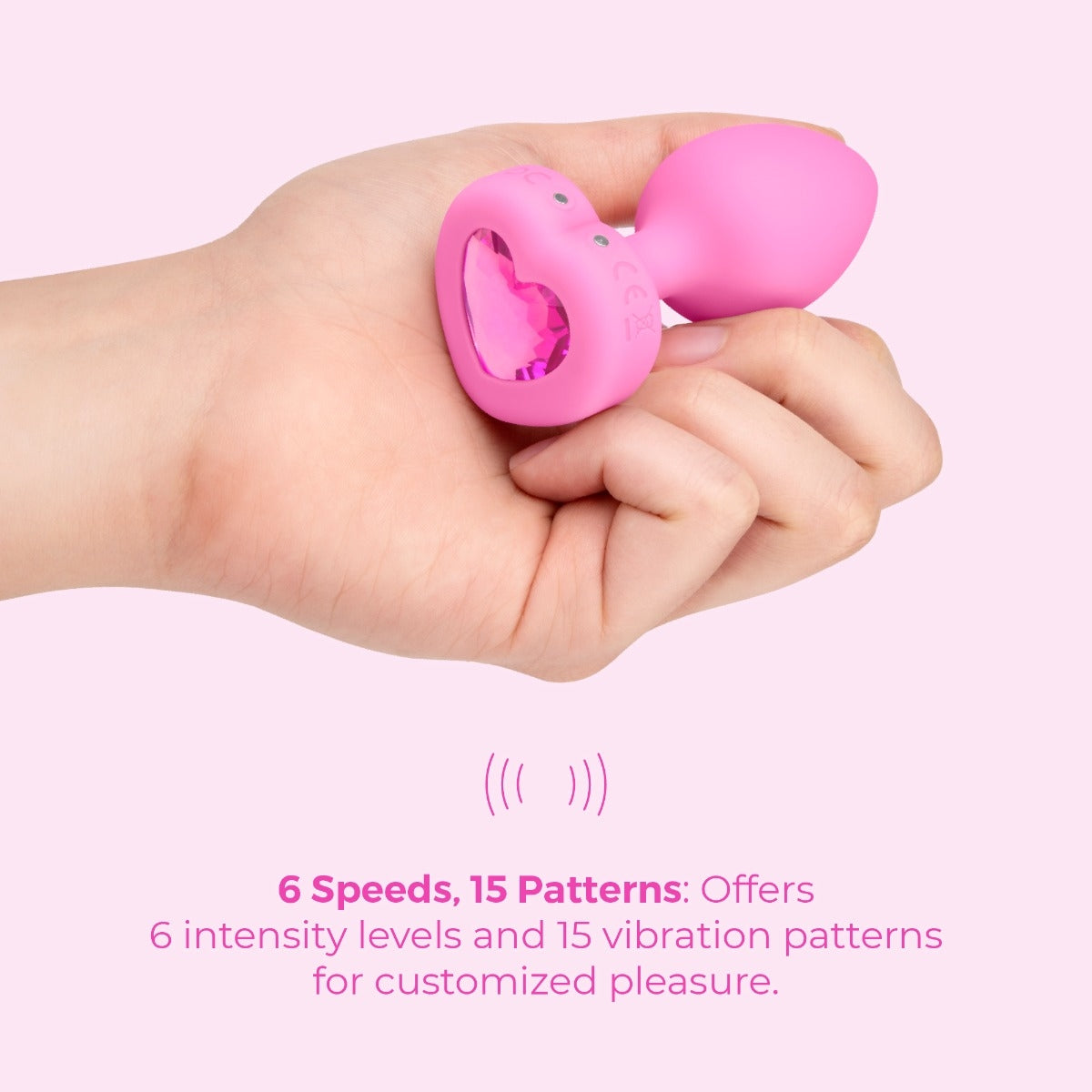 Vibrating Jeweled Heart Plug with Remote