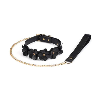 Night Blossom Leather Collar and Leash