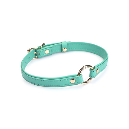 Heron Leather Mini O Ring Collar - Gold Hardware Aqua