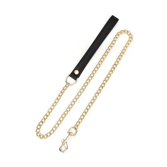 Black Leather Chain Leash