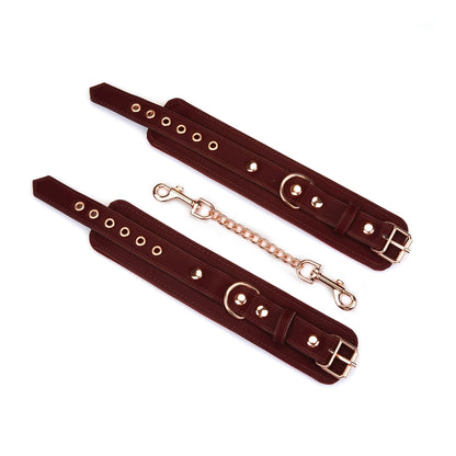 Plush Velour Metallic Burgundy Wrist Cuffs