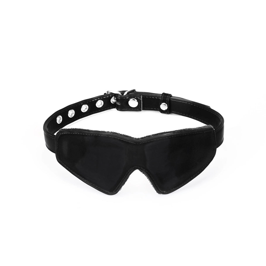 Plush Velour Metallic Black Blindfold