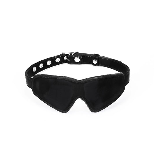 Plush Velour Metallic Black Blindfold