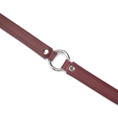 Heron Leather Mini O Silver Ring Collar Burgundy