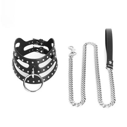 Diamant Vegan Leather Collar with Leash